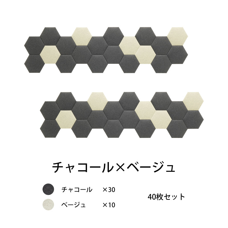オフィス吸音パネルOTTOR六角354 40枚セットチャコール×ベージュ