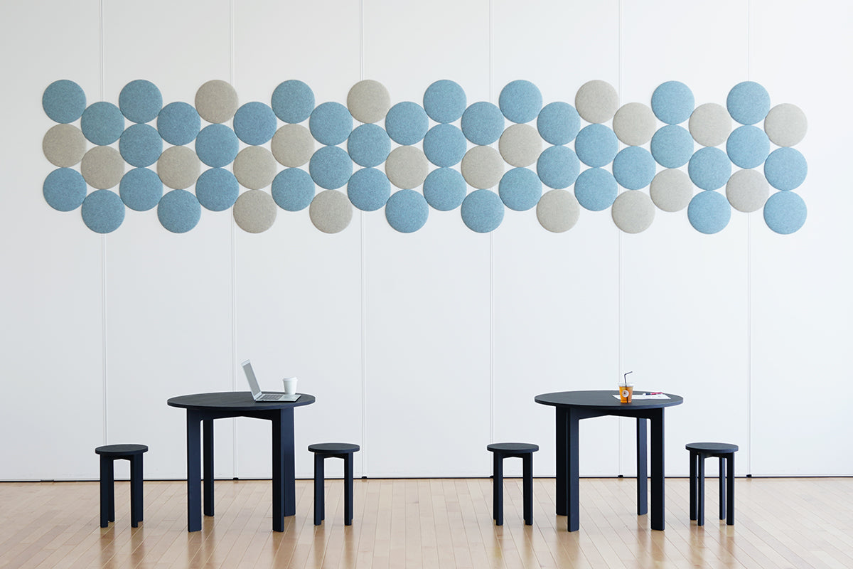 オフィス吸音パネルOTTOR丸型直径30cmアイスブルー×ベージュ